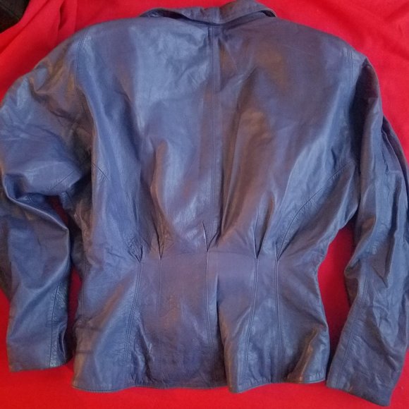 Vintage Blue Leather jacket - Picture 2 of 2